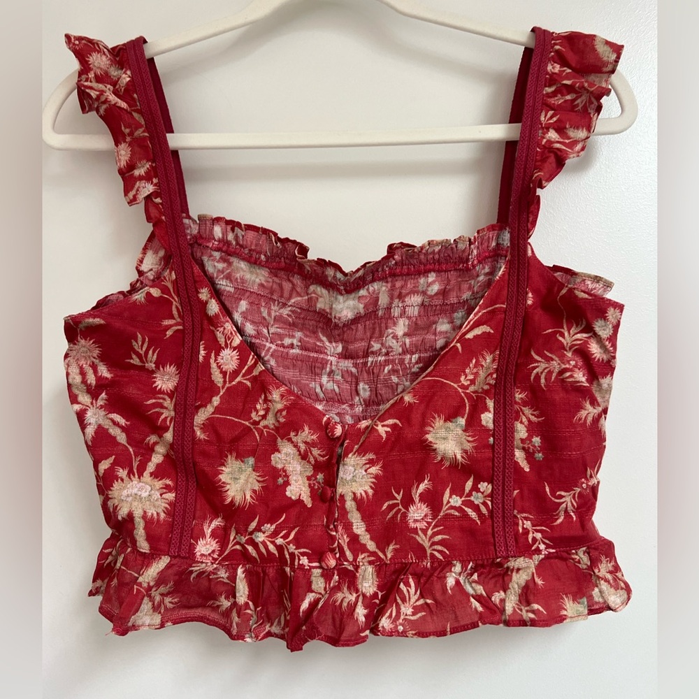 SIR the label Red Floral Crop Top